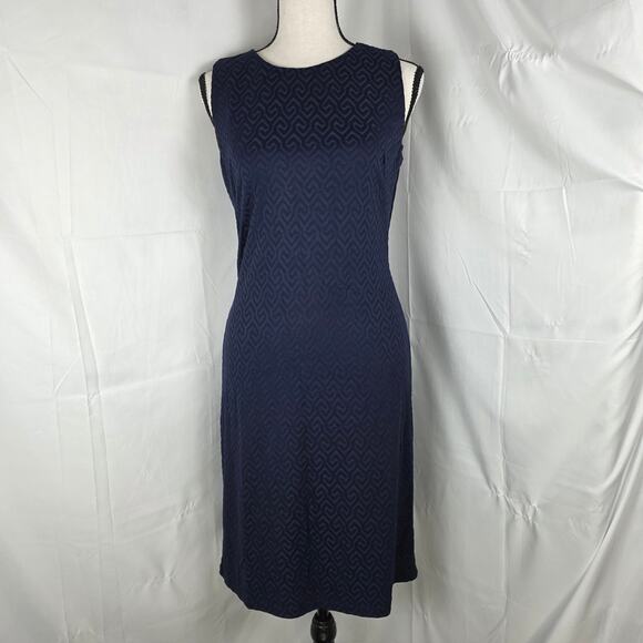 J.McLaughlin Sheath Dress Women XS Navy Textured Sleeveless Stretch Classic - Picture 2 of 12
